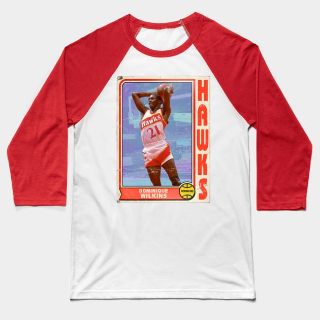 Retro Dominique Wilkins Trading Card Baseball T-Shirt by darklordpug